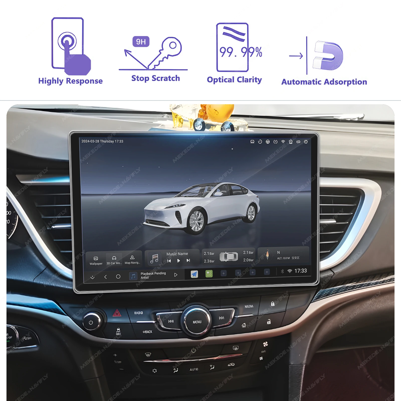 Glass Protector Auto - For 11.5 13 Inch Radio Tempered