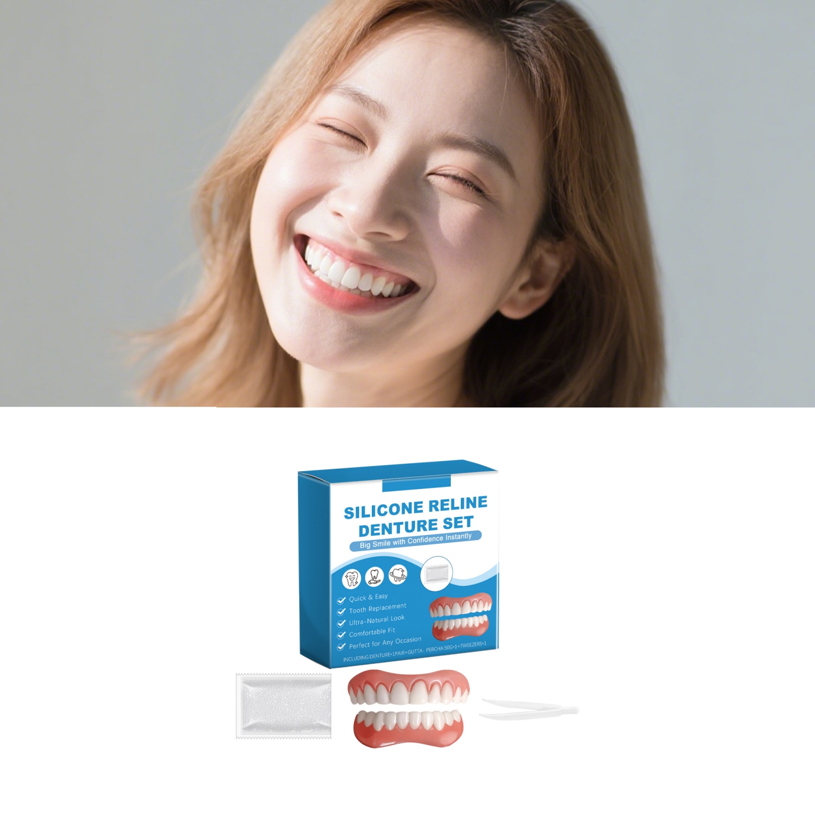 Denture Full Set Over Gums Kit - Full Cover Adhesive avaliação e preço