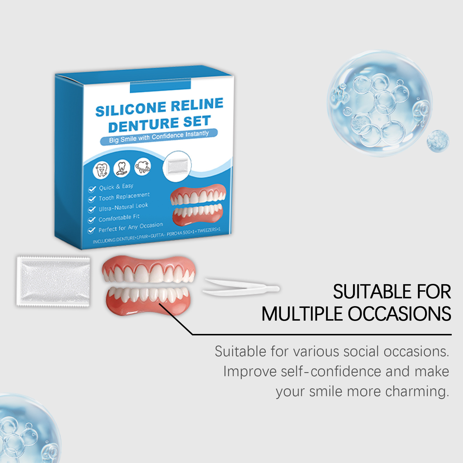 Denture Full Set Over Gums Kit - Full Cover Adhesive avaliação e preço